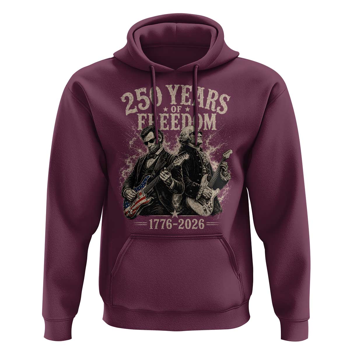 George Washington Lincoln Playing Guitar USA 250th Anniversary Hoodie 250 Years Of Freedom 1776 2026