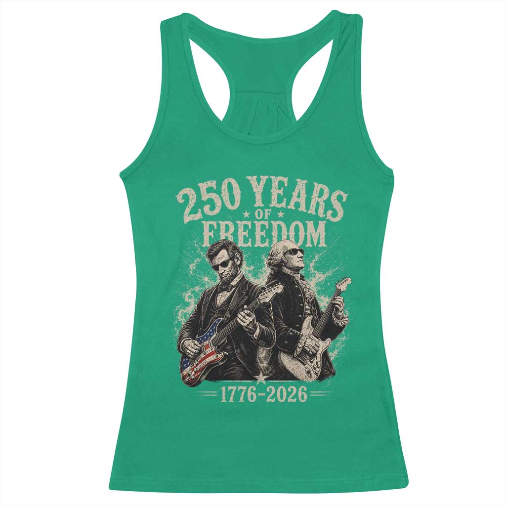 George Washington Lincoln Playing Guitar USA 250th Anniversary Racerback Tank Top 250 Years Of Freedom 1776 2026