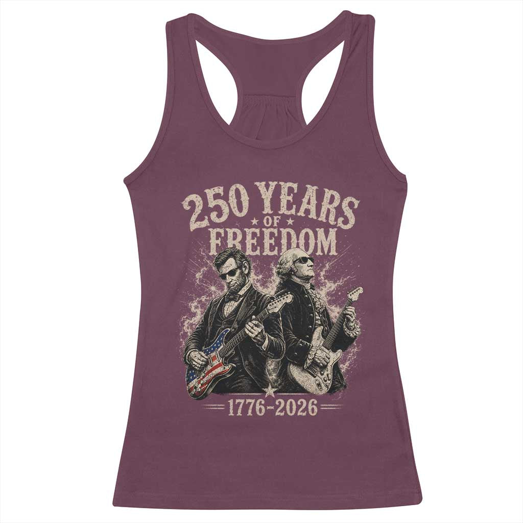 George Washington Lincoln Playing Guitar USA 250th Anniversary Racerback Tank Top 250 Years Of Freedom 1776 2026