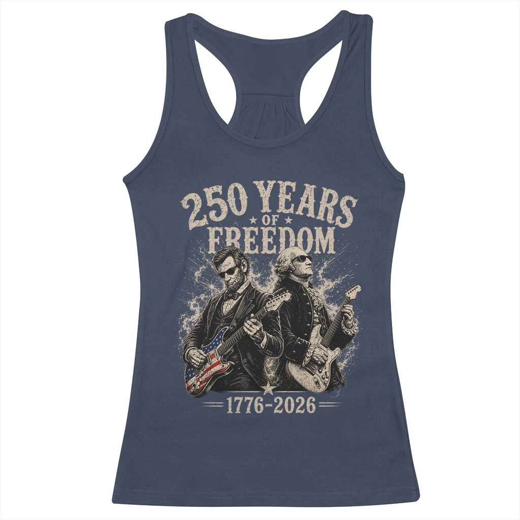 George Washington Lincoln Playing Guitar USA 250th Anniversary Racerback Tank Top 250 Years Of Freedom 1776 2026