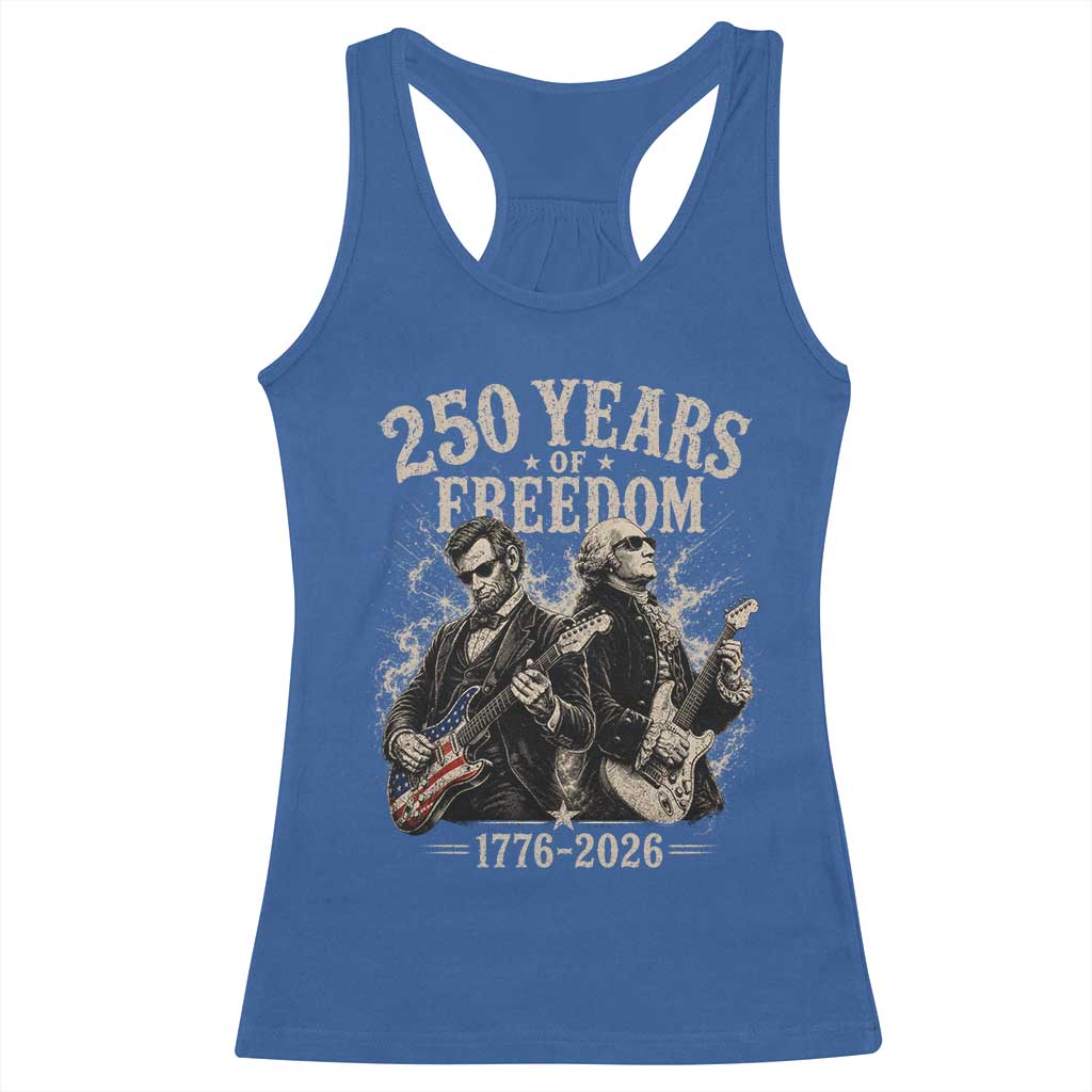 George Washington Lincoln Playing Guitar USA 250th Anniversary Racerback Tank Top 250 Years Of Freedom 1776 2026