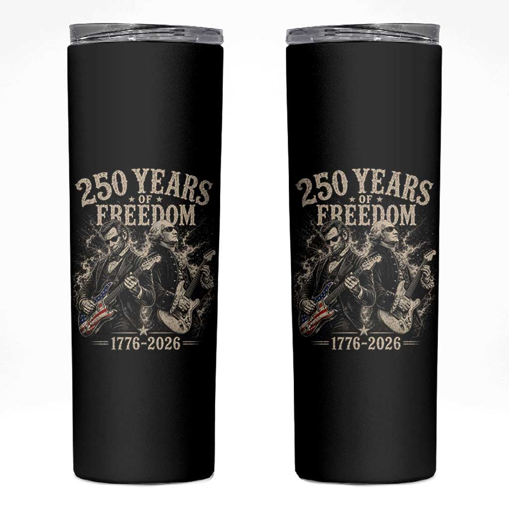 George Washington Lincoln Playing Guitar USA 250th Anniversary Skinny Tumbler 250 Years Of Freedom 1776 2026