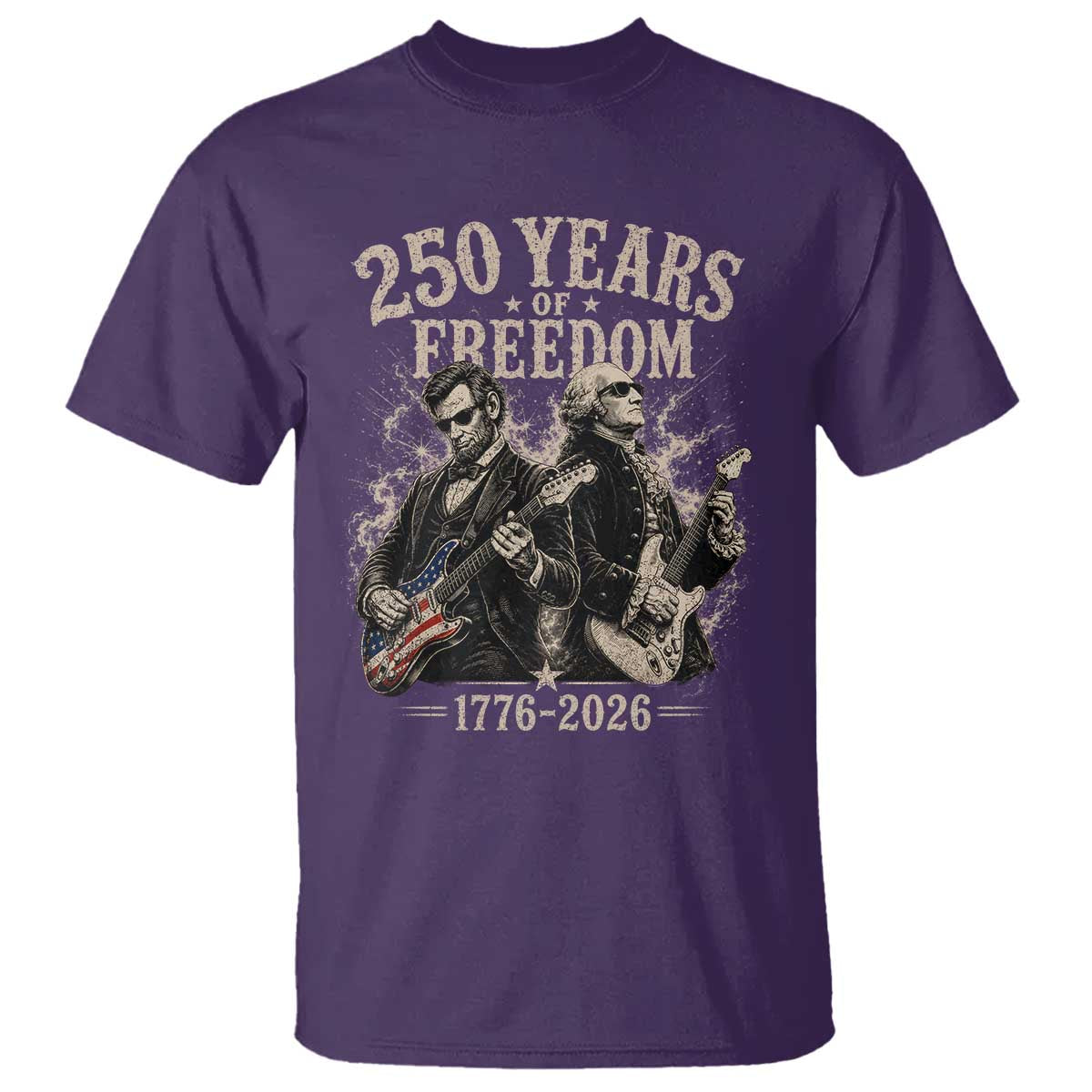George Washington Lincoln Playing Guitar USA 250th Anniversary T Shirt 250 Years Of Freedom 1776 2026