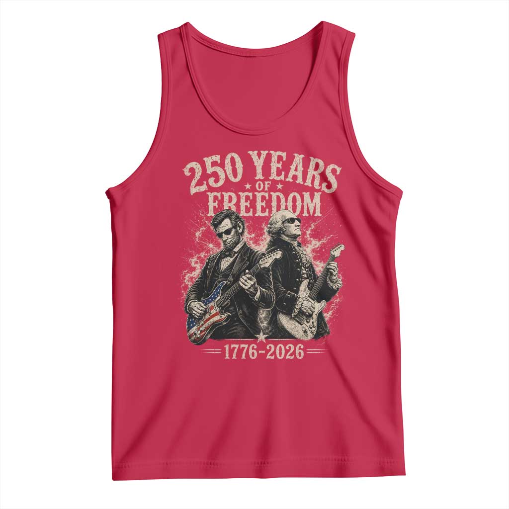 George Washington Lincoln Playing Guitar USA 250th Anniversary Tank Top 250 Years Of Freedom 1776 2026