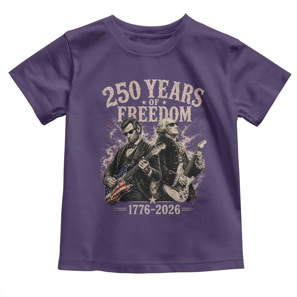 George Washington Lincoln Playing Guitar USA 250th Anniversary Toddler T Shirt 250 Years Of Freedom 1776 2026
