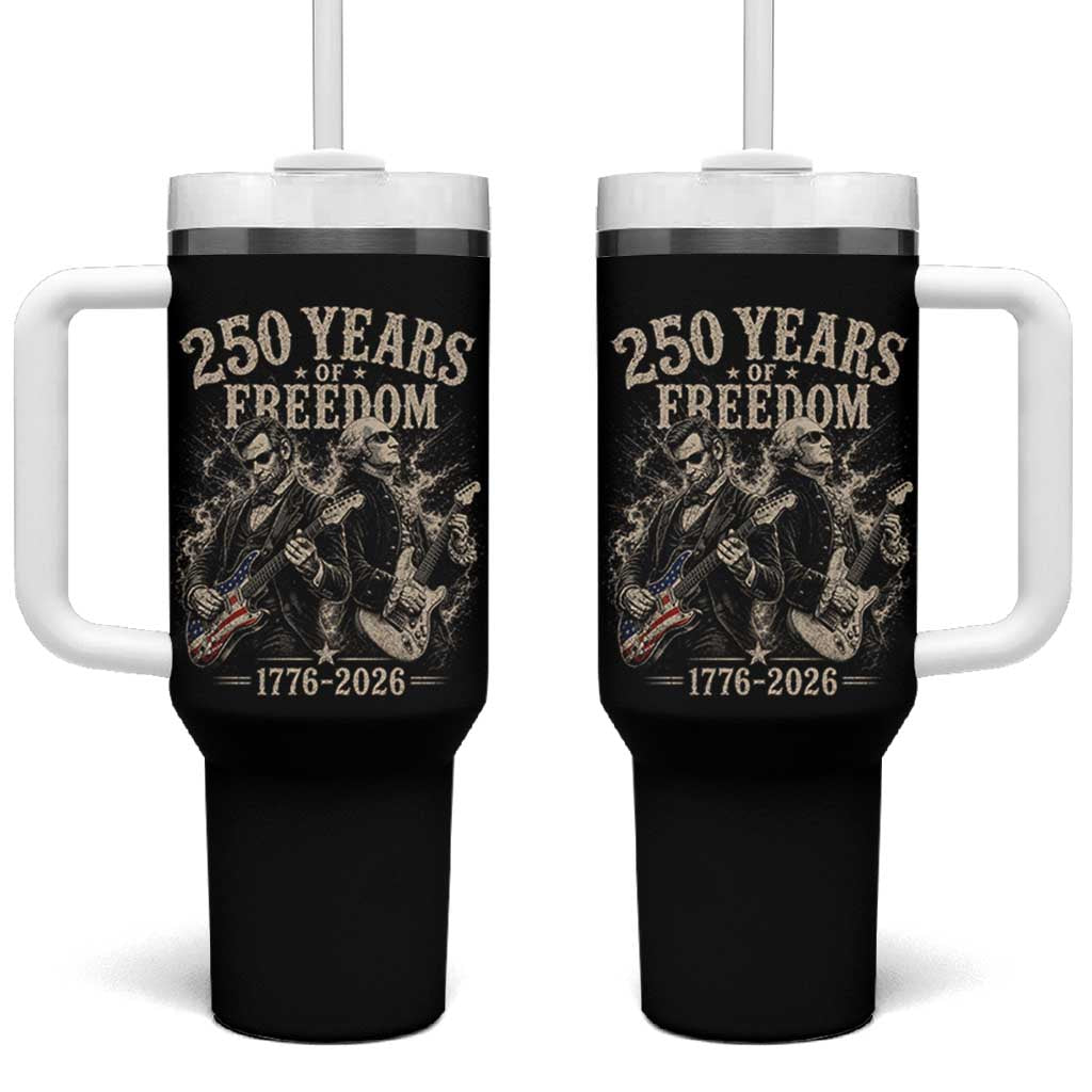 George Washington Lincoln Playing Guitar USA 250th Anniversary Tumbler With Handle 250 Years Of Freedom 1776 2026