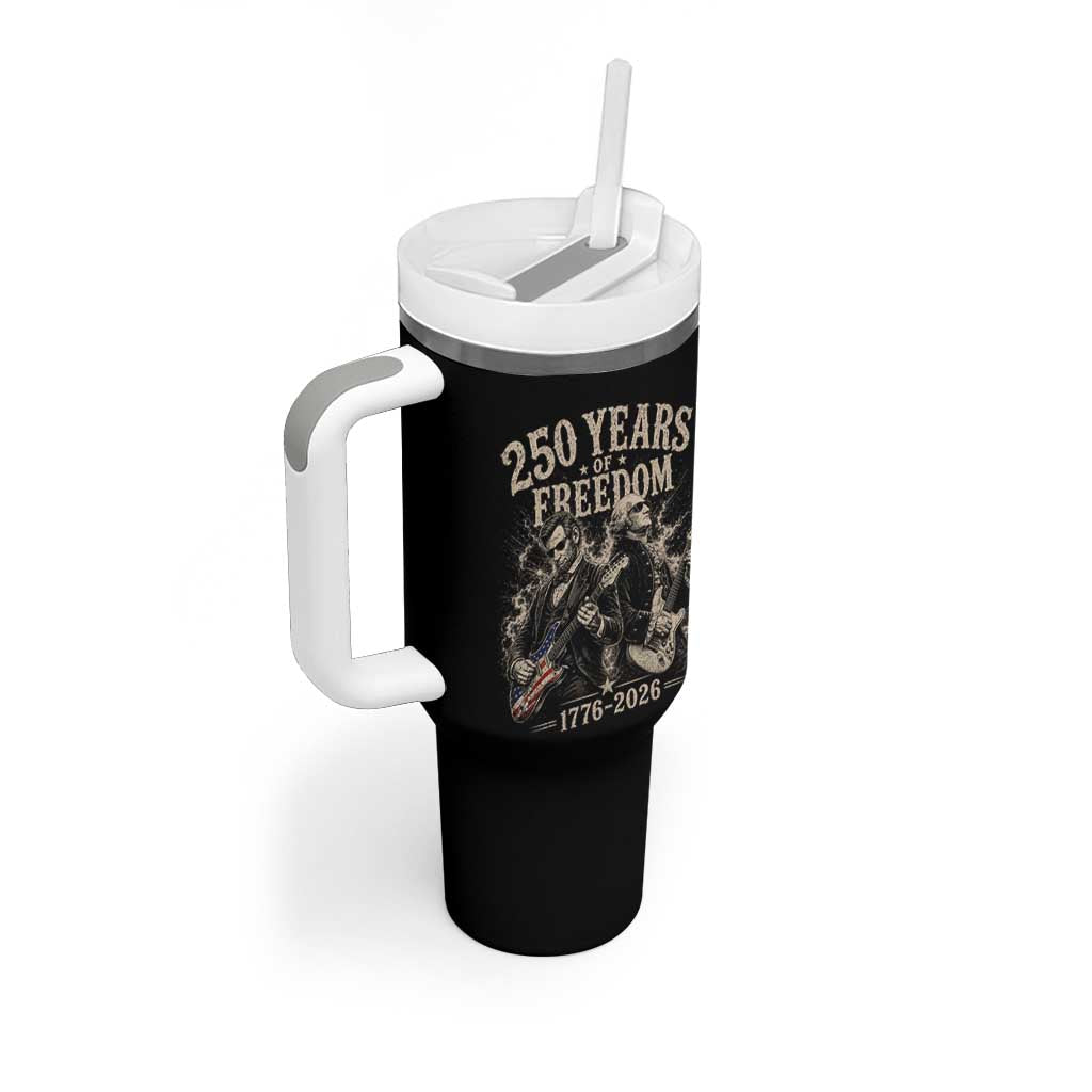 George Washington Lincoln Playing Guitar USA 250th Anniversary Tumbler With Handle 250 Years Of Freedom 1776 2026