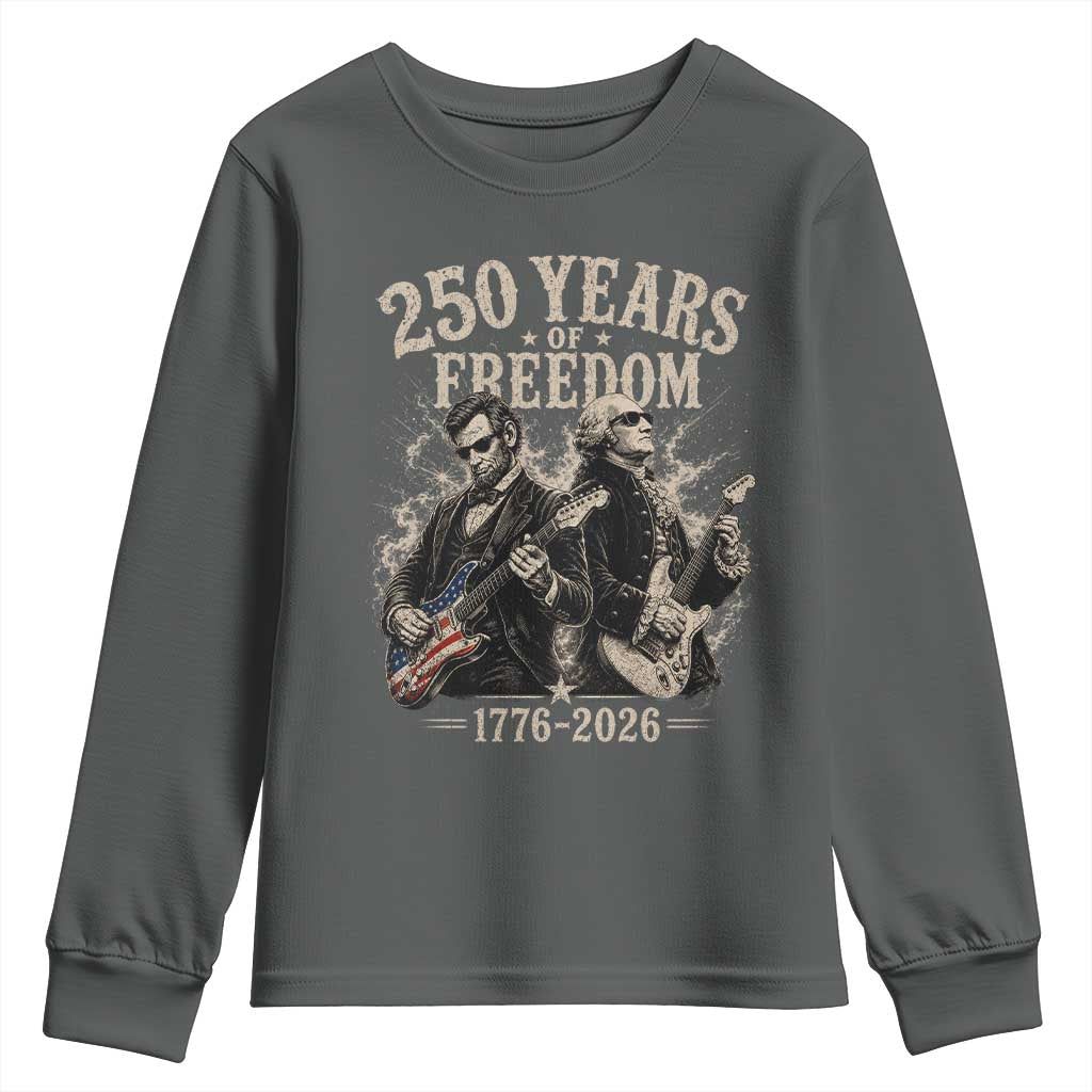 George Washington Lincoln Playing Guitar USA 250th Anniversary Youth Sweatshirt 250 Years Of Freedom 1776 2026