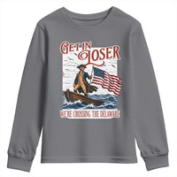 Get In Loser We're Crossing The Delaware Youth Sweatshirt Funny George Washington US 250th 4th Of July