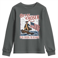 Get In Loser We're Crossing The Delaware Youth Sweatshirt Funny George Washington US 250th 4th Of July