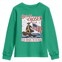 Get In Loser We're Crossing The Delaware Youth Sweatshirt Funny George Washington US 250th 4th Of July