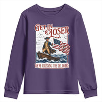 Get In Loser We're Crossing The Delaware Youth Sweatshirt Funny George Washington US 250th 4th Of July