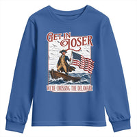 Get In Loser We're Crossing The Delaware Youth Sweatshirt Funny George Washington US 250th 4th Of July
