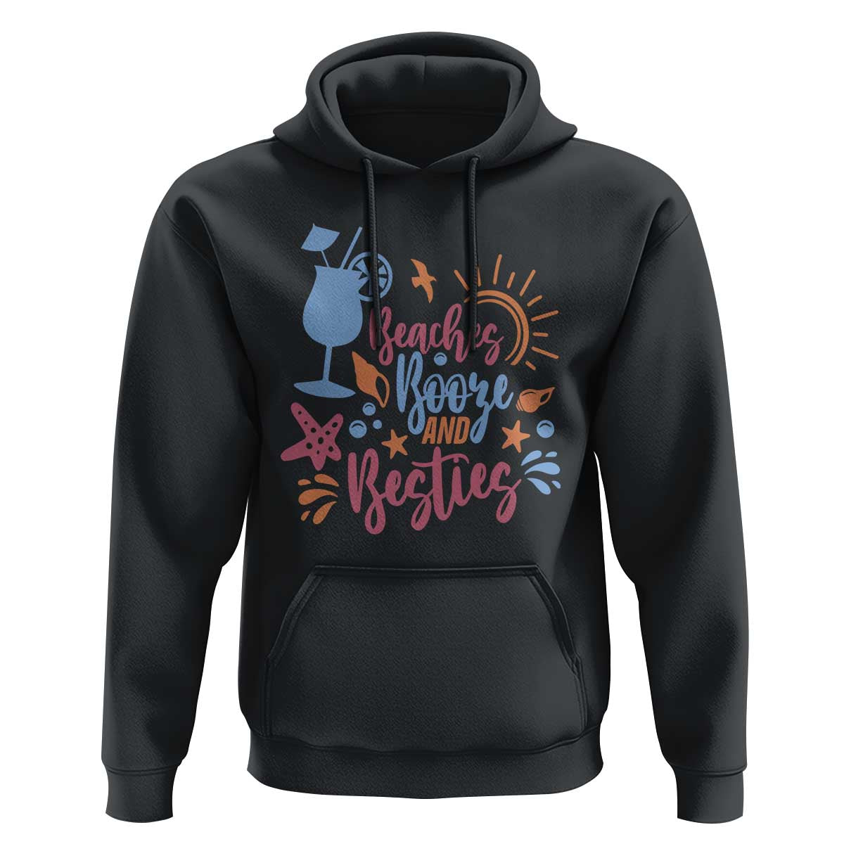 Funny Girls Trip Hoodie Beaches Booze And Besties Seashell Cocktail - Wonder Print Shop