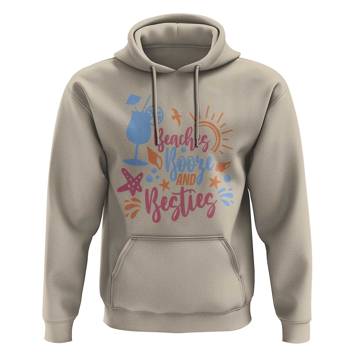 Funny Girls Trip Hoodie Beaches Booze And Besties Seashell Cocktail - Wonder Print Shop