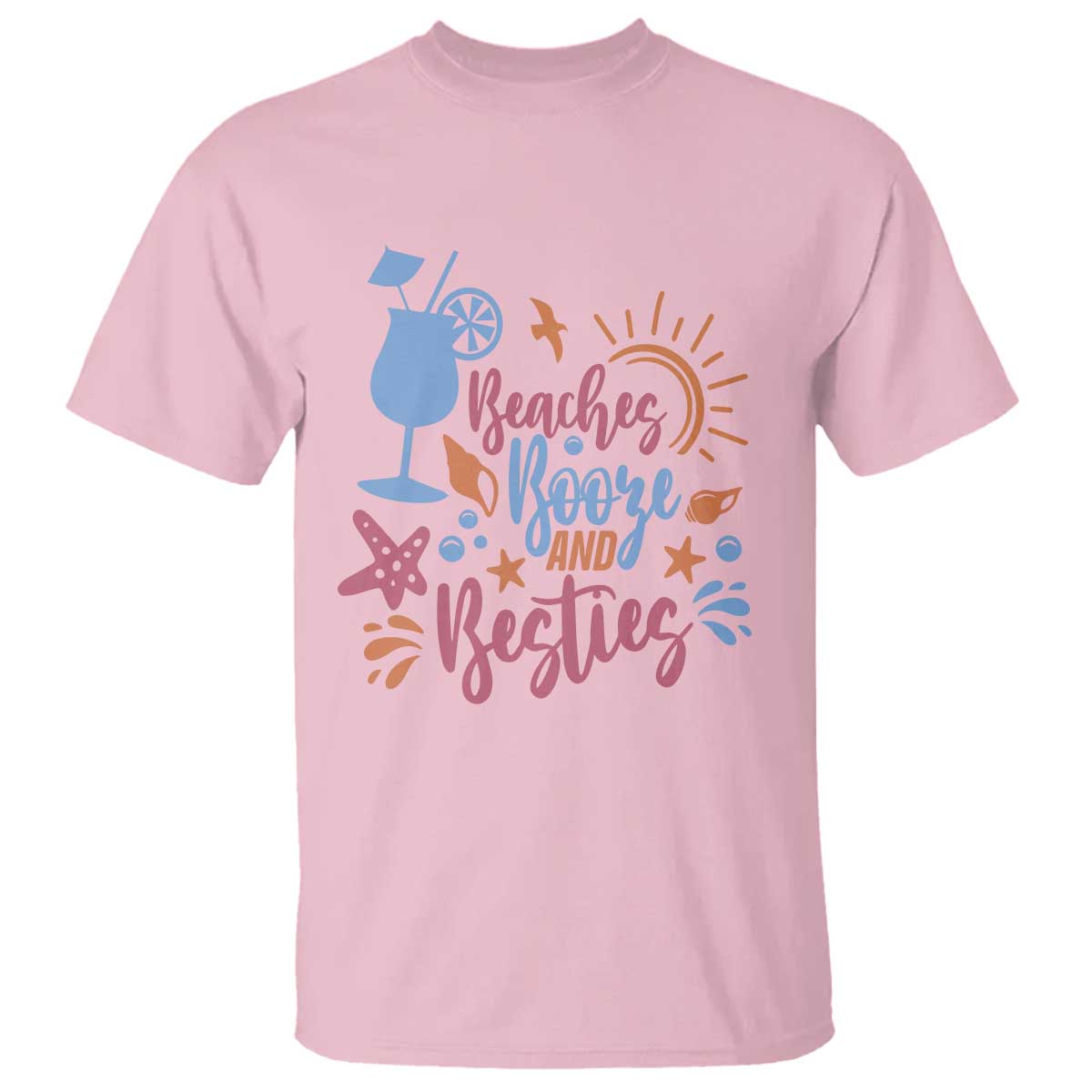 Funny Girls Trip T Shirt Beaches Booze And Besties Seashell Cocktail - Wonder Print Shop