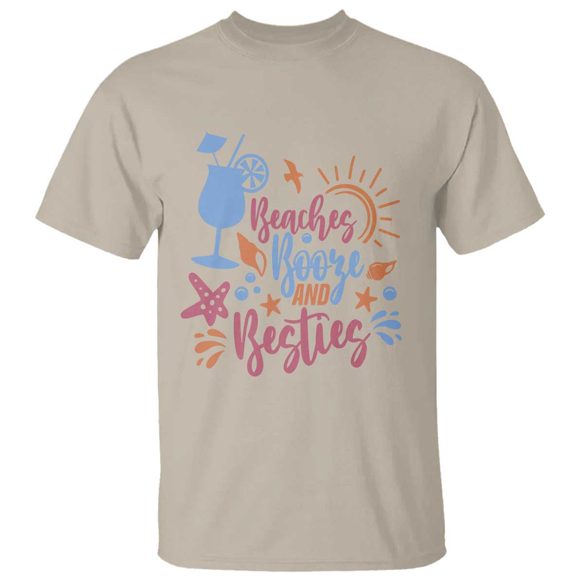 Funny Girls Trip T Shirt Beaches Booze And Besties Seashell Cocktail - Wonder Print Shop