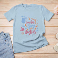 Funny Girls Trip T Shirt For Women Beaches Booze And Besties Seashell Cocktail - Wonder Print Shop