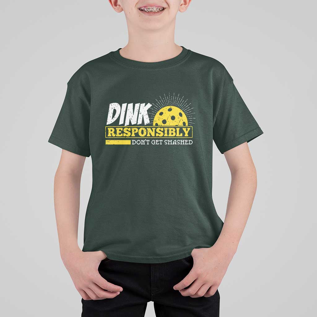 Funny Pickleball T Shirt For Kid Dink Responsibly Don't Get Smashed Pickle Ball Player - Wonder Print Shop
