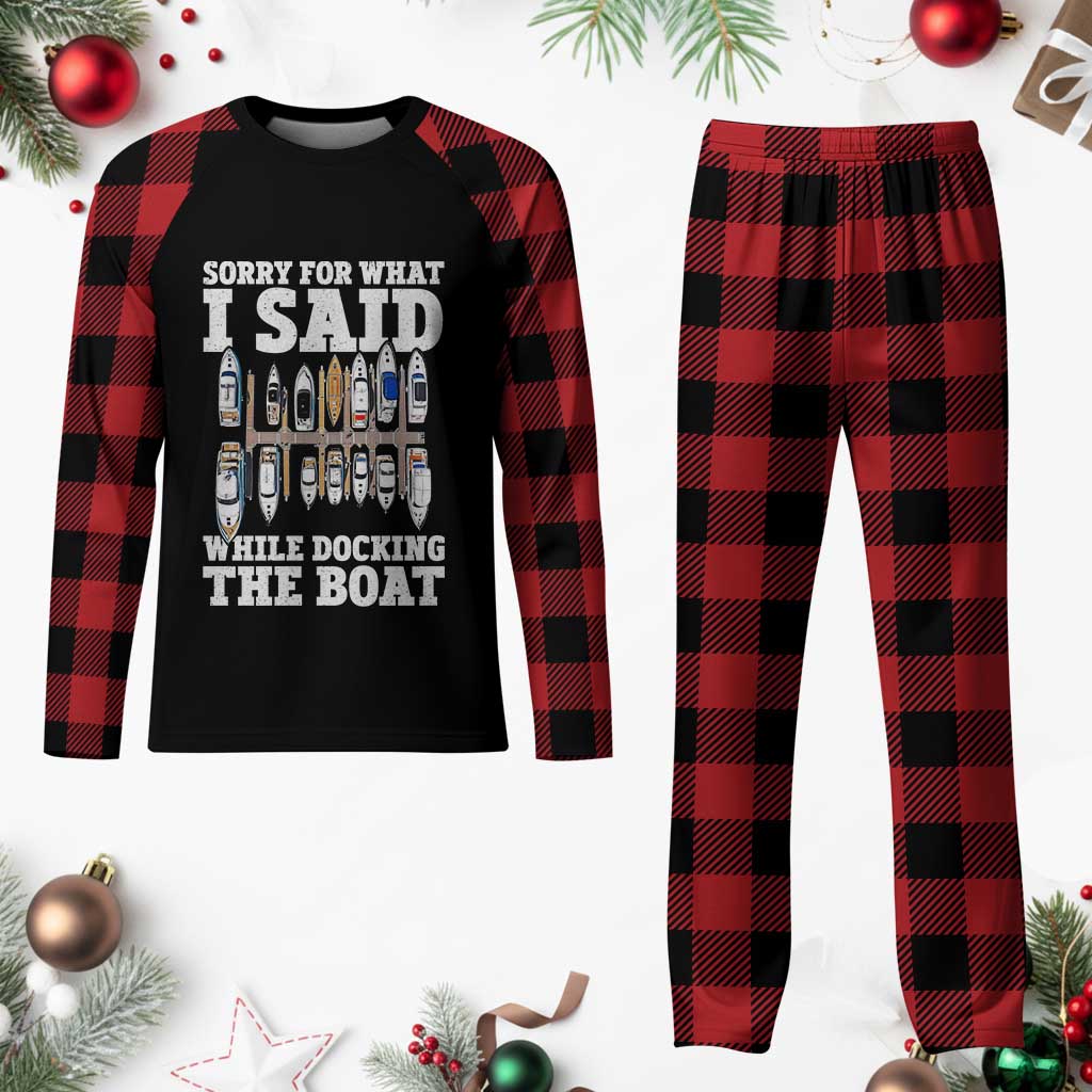Funny Sorry For What I Said While Docking The Boat Plaid Pajama Set Boating Humor - Wonder Print Shop
