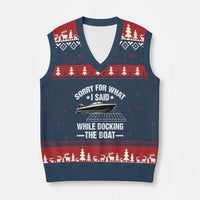 Funny Sorry For What I Said While Docking The Boat V-Neck Knit Sweater Vest Boat Captain - Wonder Print Shop