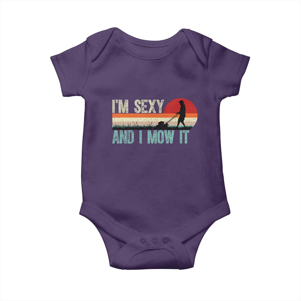 Funny I Am Sexy And I Mow It Baby Onesie Gardening Lawn Mower Fathers Day - Wonder Print Shop