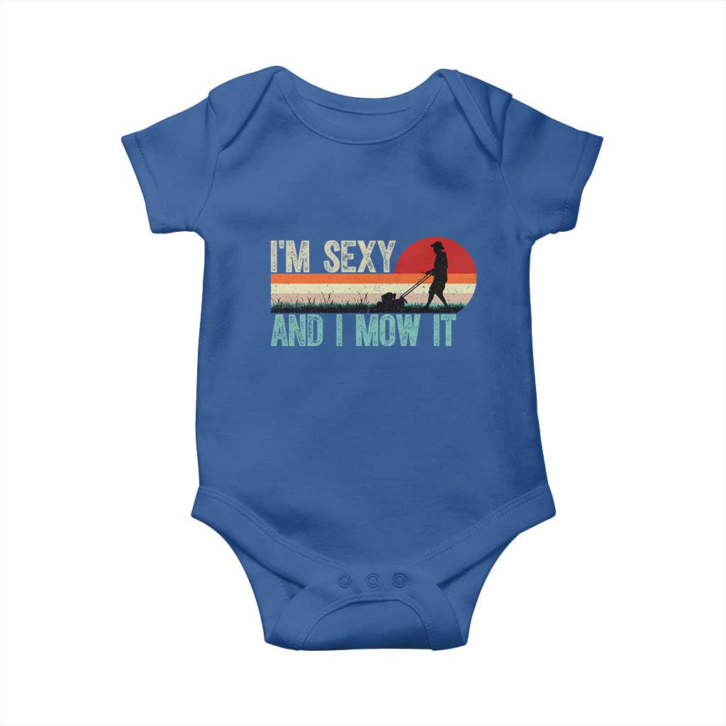 Funny I Am Sexy And I Mow It Baby Onesie Gardening Lawn Mower Fathers Day - Wonder Print Shop