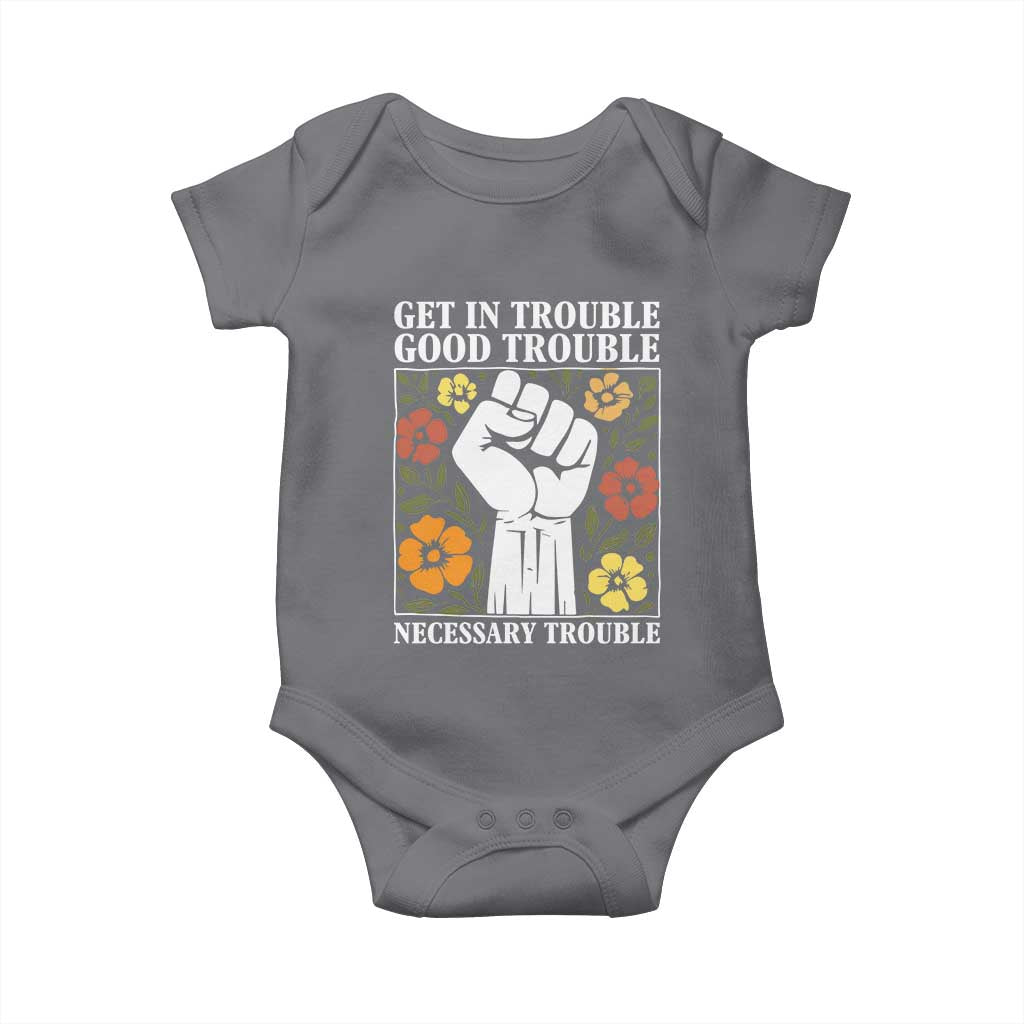 John Lewis Quote Baby Onesie Get In Good Necessary Trouble Civil Rights Handfist - Wonder Print Shop