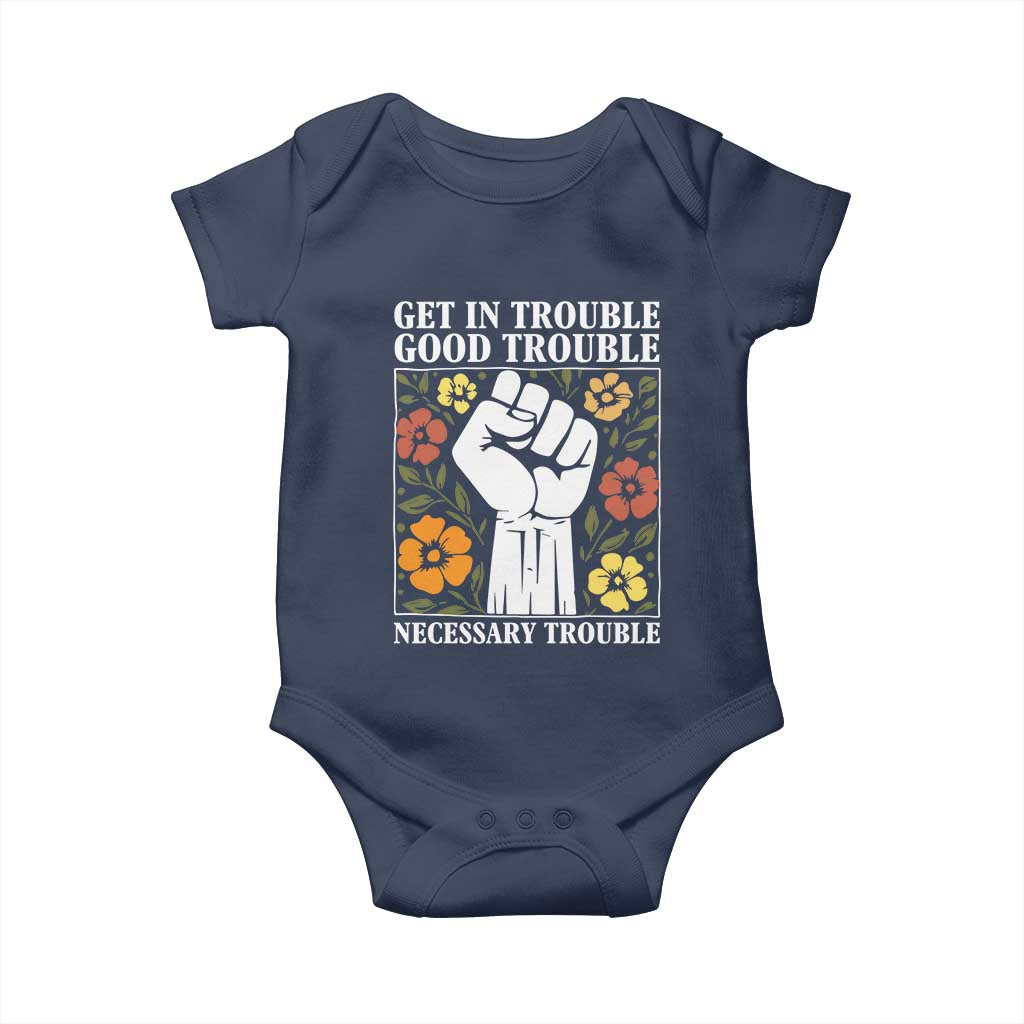 John Lewis Quote Baby Onesie Get In Good Necessary Trouble Civil Rights Handfist - Wonder Print Shop