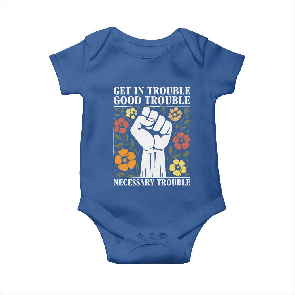 John Lewis Quote Baby Onesie Get In Good Necessary Trouble Civil Rights Handfist - Wonder Print Shop