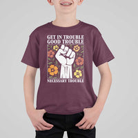 John Lewis Quote T Shirt For Kid Get In Good Necessary Trouble Civil Rights Handfist - Wonder Print Shop