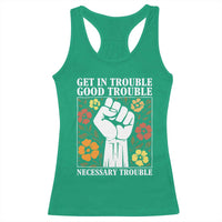 John Lewis Quote Racerback Tank Top Get In Good Necessary Trouble Civil Rights Handfist - Wonder Print Shop