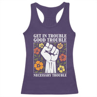 John Lewis Quote Racerback Tank Top Get In Good Necessary Trouble Civil Rights Handfist - Wonder Print Shop