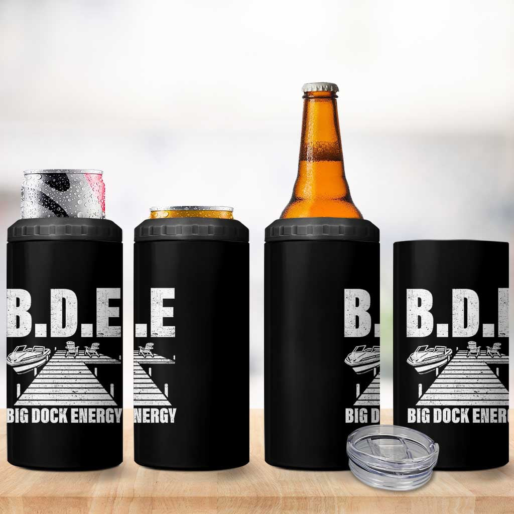 Funny BDE Big Dock Energy 4 in 1 Can Cooler Tumbler Lake And Boating Lover - Wonder Print Shop