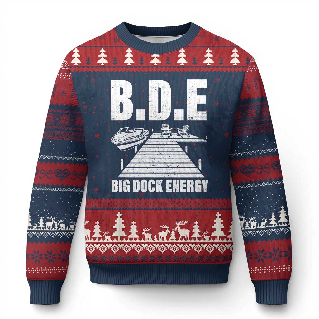 Funny BDE Big Dock Energy Ugly Christmas Sweater Lake And Boating Lover - Wonder Print Shop