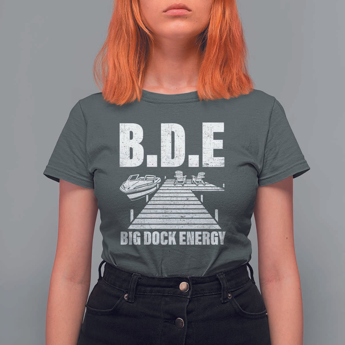 Funny BDE Big Dock Energy T Shirt For Women Lake And Boating Lover - Wonder Print Shop