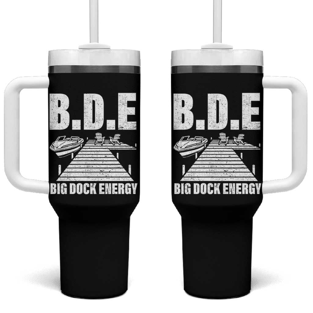Funny BDE Big Dock Energy Tumbler With Handle Lake And Boating Lover - Wonder Print Shop