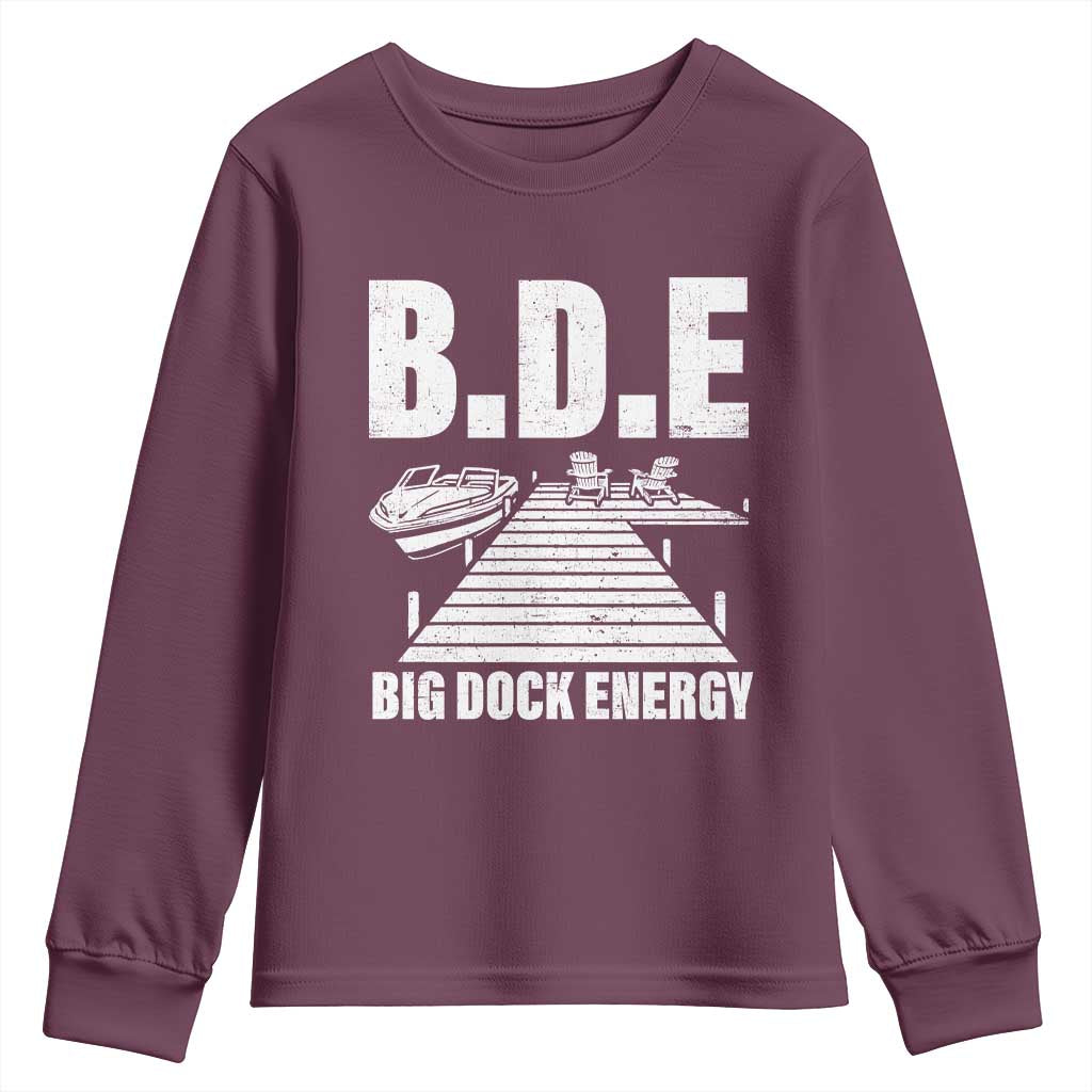 Funny BDE Big Dock Energy Youth Sweatshirt Lake And Boating Lover - Wonder Print Shop