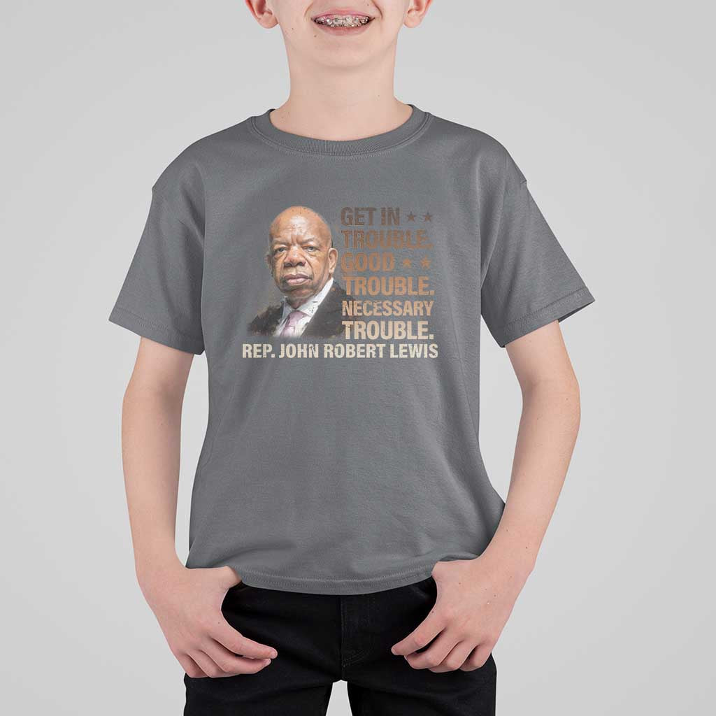 Rep John Lewis T Shirt For Kid Get In Good Necessary Trouble Social Justice - Wonder Print Shop