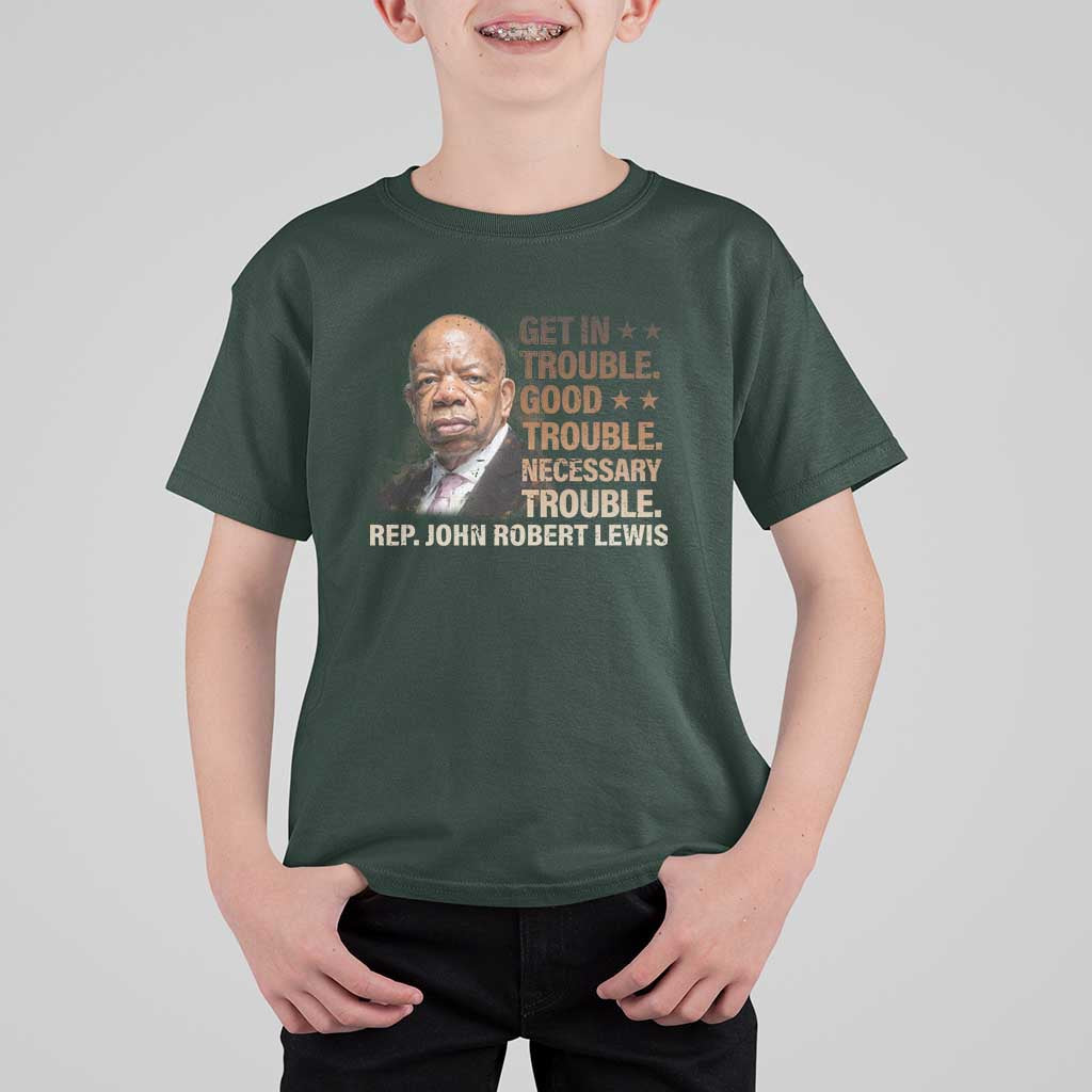 Rep John Lewis T Shirt For Kid Get In Good Necessary Trouble Social Justice - Wonder Print Shop