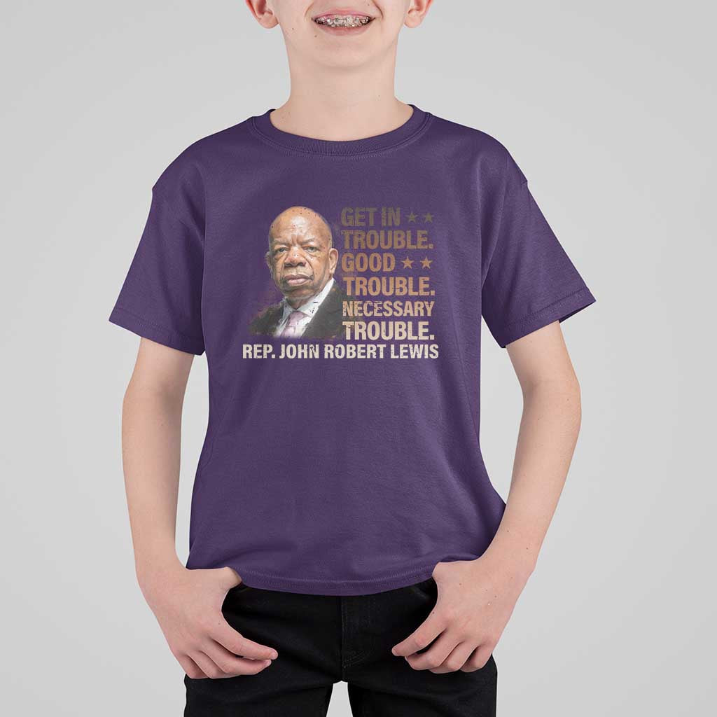 Rep John Lewis T Shirt For Kid Get In Good Necessary Trouble Social Justice - Wonder Print Shop