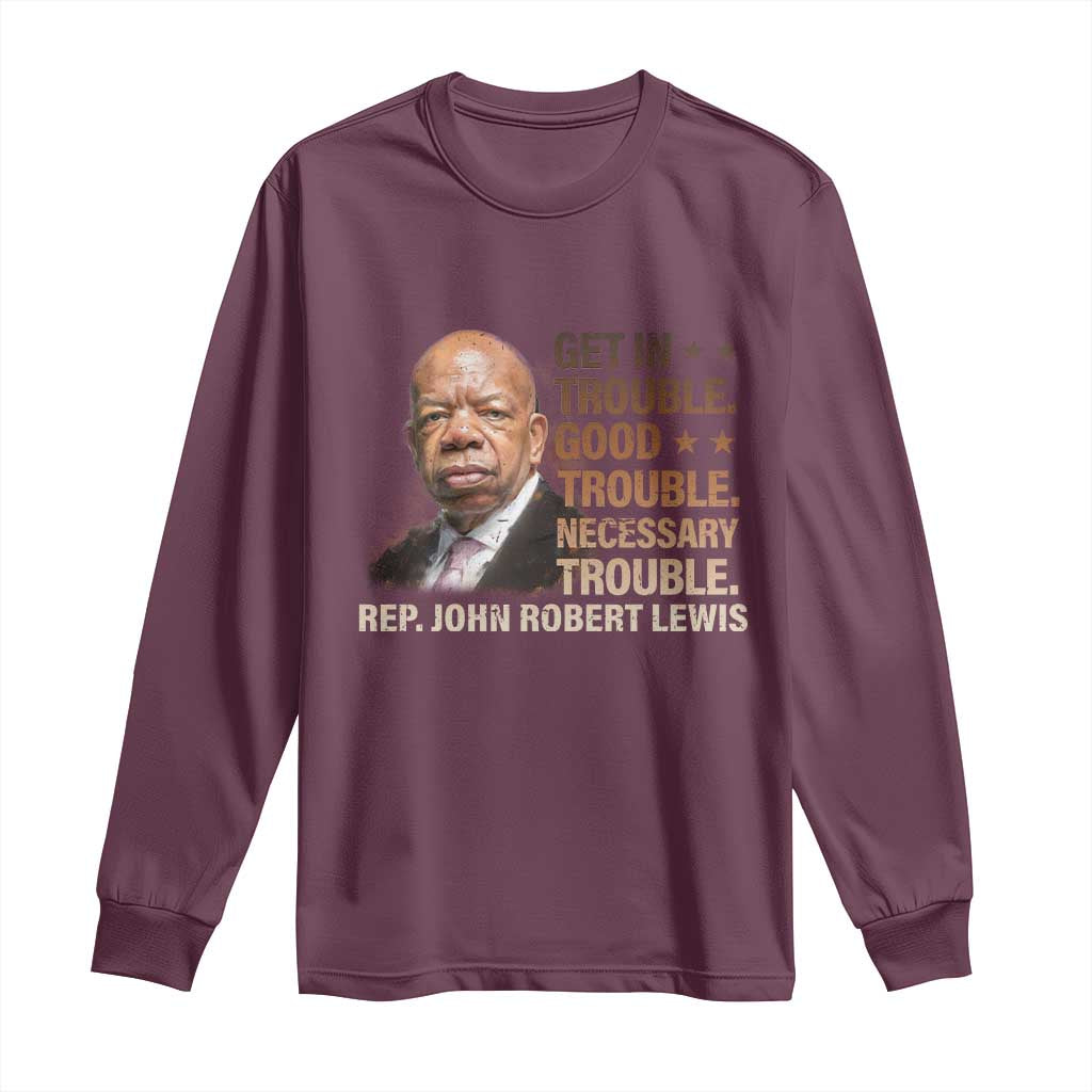 Rep John Lewis Long Sleeve Shirt Get In Good Necessary Trouble Social Justice - Wonder Print Shop