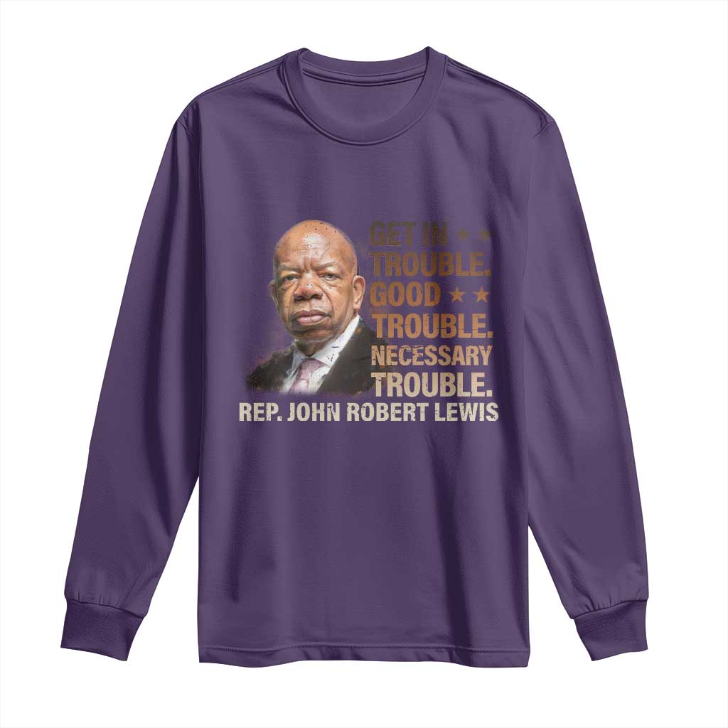 Rep John Lewis Long Sleeve Shirt Get In Good Necessary Trouble Social Justice - Wonder Print Shop
