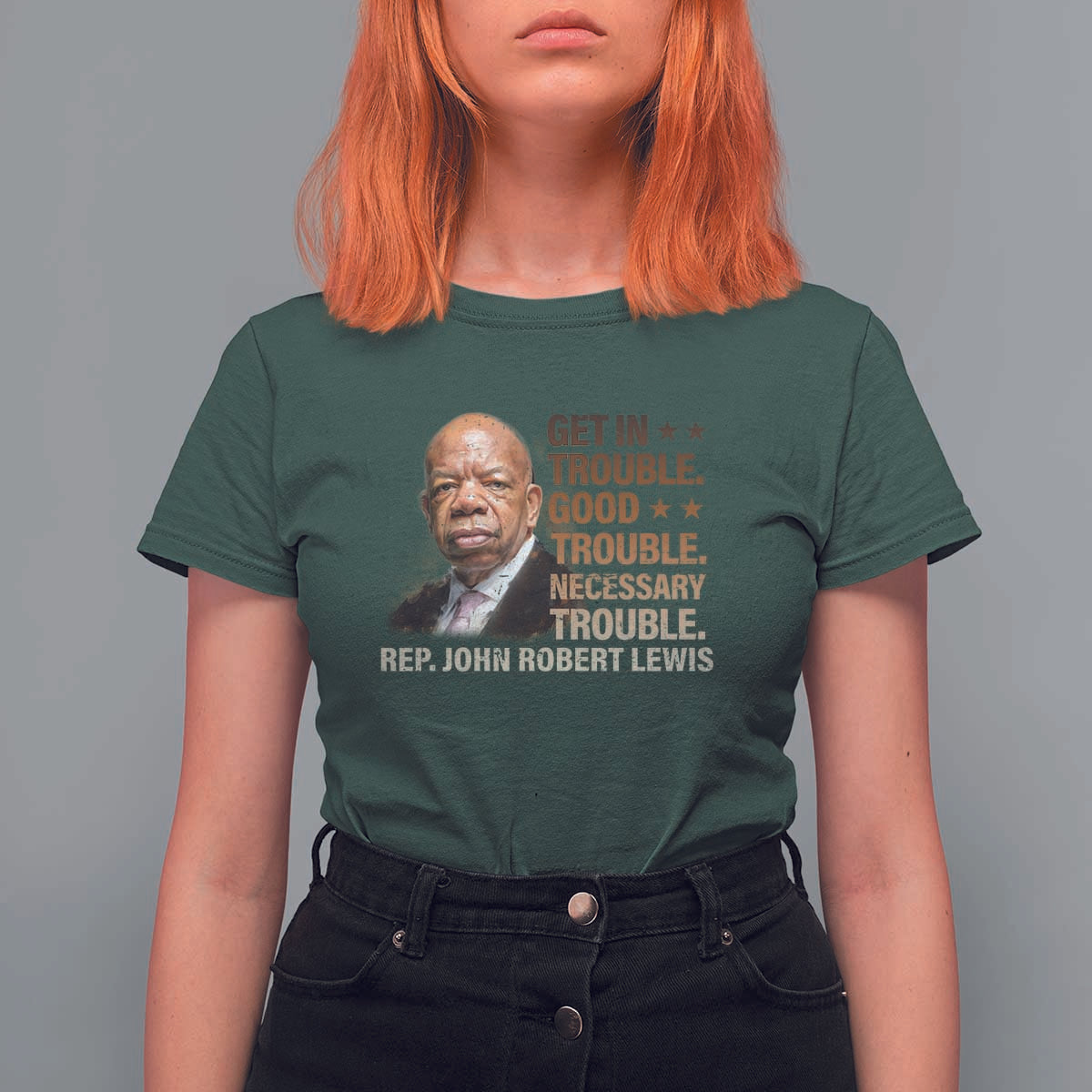 Rep John Lewis T Shirt For Women Get In Good Necessary Trouble Social Justice - Wonder Print Shop