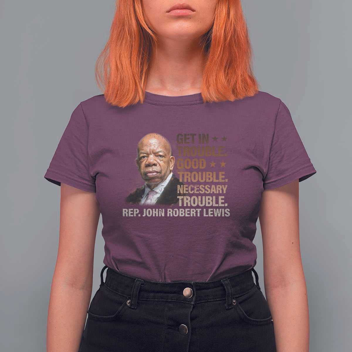 Rep John Lewis T Shirt For Women Get In Good Necessary Trouble Social Justice - Wonder Print Shop