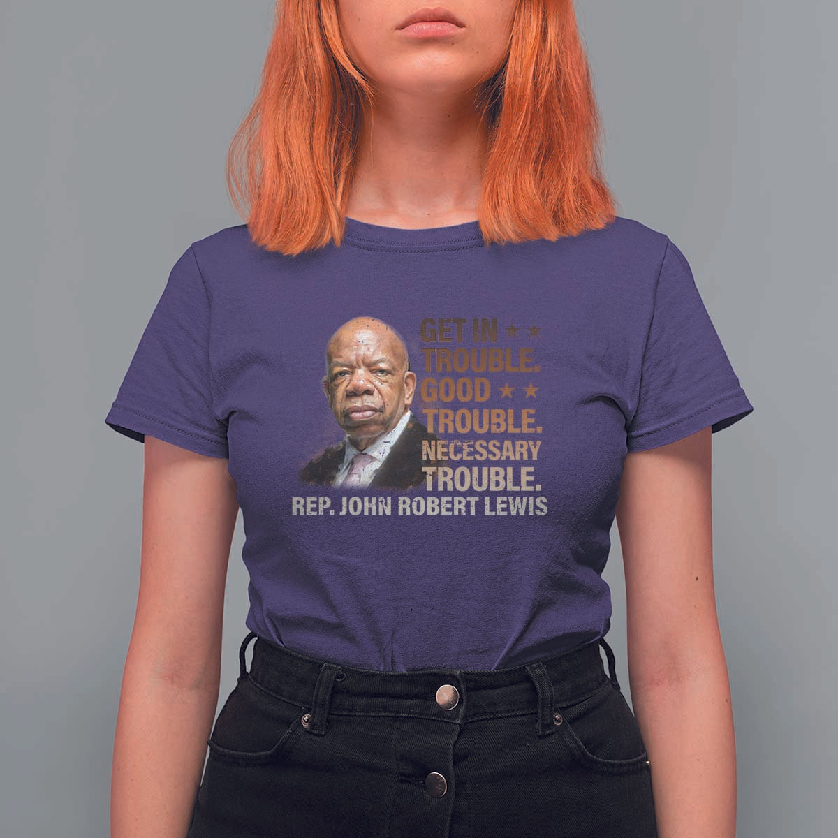 Rep John Lewis T Shirt For Women Get In Good Necessary Trouble Social Justice - Wonder Print Shop