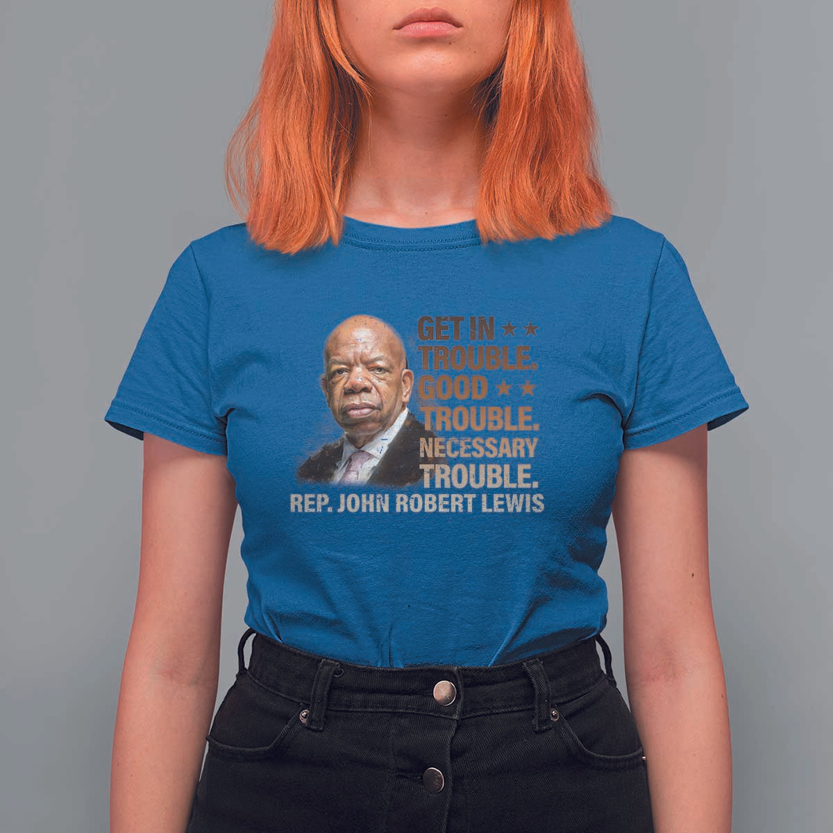 Rep John Lewis T Shirt For Women Get In Good Necessary Trouble Social Justice - Wonder Print Shop
