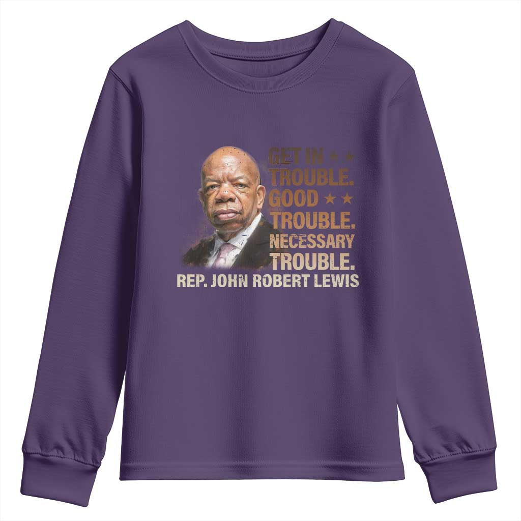 Rep John Lewis Youth Sweatshirt Get In Good Necessary Trouble Social Justice - Wonder Print Shop