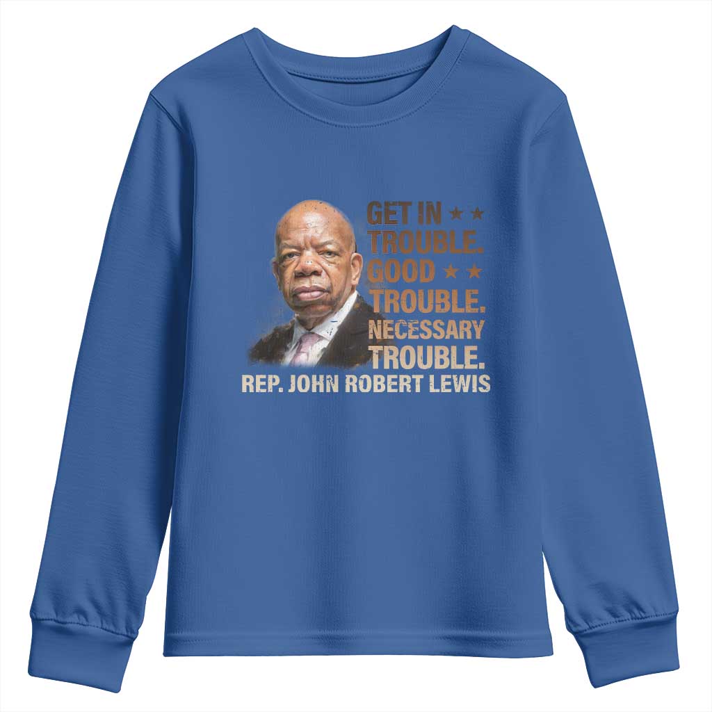 Rep John Lewis Youth Sweatshirt Get In Good Necessary Trouble Social Justice - Wonder Print Shop