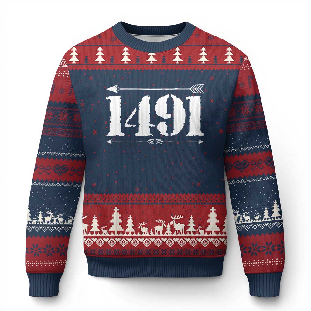 Proud Native American 1491 Indigenous People Day Ugly Christmas Sweater - Wonder Print Shop